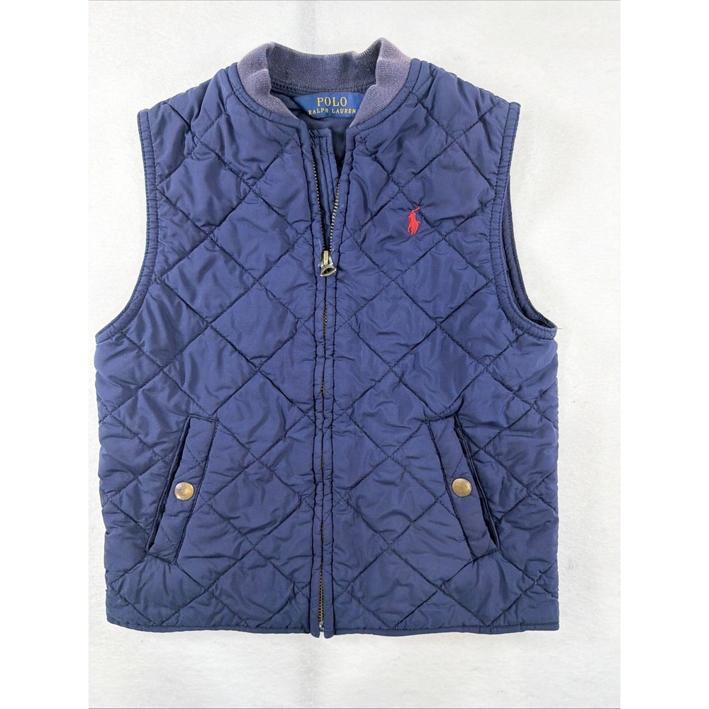 Polo Ralph Lauren ~ NAVY Quilted  Vest size Boy's Size Large 14/16 Red Pony